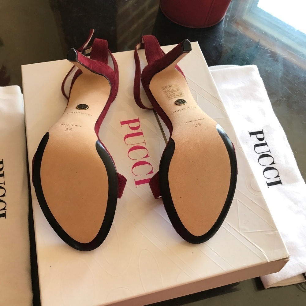 Vintage Emilio Pucci Burgundy Sandals. Size 6 - Picture 6 of 8